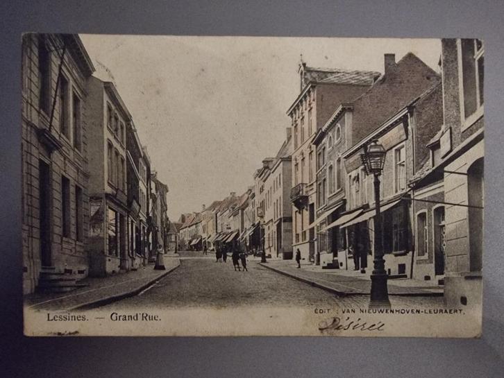 Carte postale Lessines - Grand' Rue - 1902, Verzamelen, Postkaarten | België, Gelopen, Henegouwen, Voor 1920, Ophalen of Verzenden