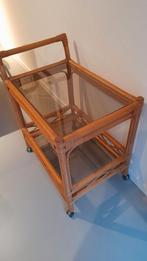 Rotan vintage barmeubeltje, Huis en Inrichting, Ophalen, Zo goed als nieuw, Glas