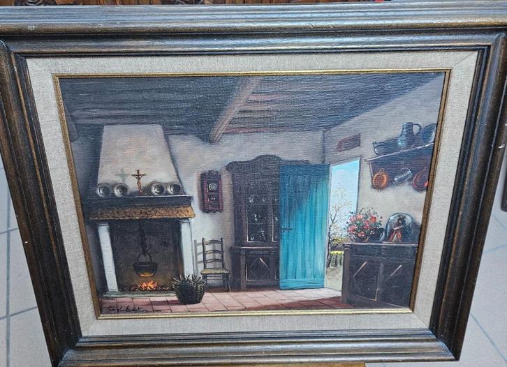 Schilderij op doek van kunstenaar C.Ester, Antiek en Kunst, Kunst | Schilderijen | Klassiek, Ophalen of Verzenden