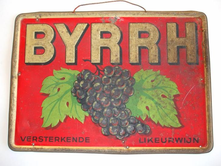BYRRH VERSTERKENDE LIKEURWIJN, Verzamelen, Merken en Reclamevoorwerpen, Gebruikt, Reclamebord, Ophalen of Verzenden