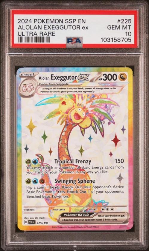 Pokémon : Alolan Exeggutor ex - SSPen - 225/191 - PSA 10, Hobby en Vrije tijd, Verzamelkaartspellen | Pokémon, Nieuw, Losse kaart