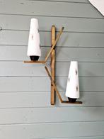 Grote wandlamp van messing en opaline, 1950-60, Ophalen of Verzenden