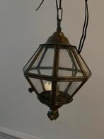 Vintage hanglamp koper en glas, Enlèvement ou Envoi, Utilisé, Verre, Moins de 50 cm