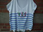 Dames-T-shirt maat 46 (witte en blauwe kleuren), Kleding | Dames, T-shirts, Wit, Maat 46/48 (XL) of groter, Zo goed als nieuw