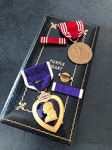 US WWII Purple Heart + Good Conduct medal