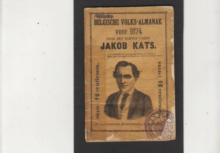 Belgische volks-almanak voor 1874 door Jacob Kats - zeldzaam, Antiek en Kunst, Antiek | Boeken en Manuscripten, Ophalen of Verzenden
