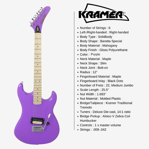 Kramer Baretta Special Purple - In perfecte nieuwstaat!, Muziek en Instrumenten, Snaarinstrumenten | Gitaren | Elektrisch, Nieuw