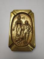 oud brons beeld asbak Oh ! verguld dubbelzijdig tafereel, Ophalen of Verzenden, Brons