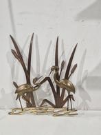 Messing Wanddecoratie Reigers/Kraanvogels , mid century, Ophalen of Verzenden