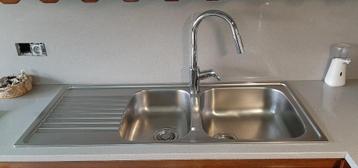 Franke dubbele spoelbak INOX met afdruipgedeelte beschikbaar voor biedingen