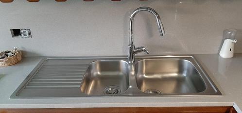 Franke dubbele spoelbak INOX met afdruipgedeelte, Doe-het-zelf en Bouw, Sanitair, Zo goed als nieuw, Overige typen, Inox, Ophalen