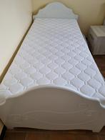 bed 1 persoon 2m op 1m, Ophalen, 100 cm, Eenpersoons, Wit