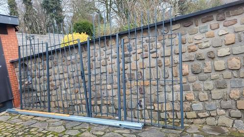 Portail 3 fixe et portail ouvrant métallisée gris anthracite, Jardin & Terrasse, Clôtures de jardin, Utilisé, Fer, Avec portail