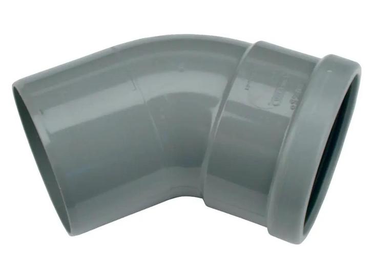 Wavin pvc 2 afvoerbochten ø 125mm met rubber, 45g., mof/spie, Doe-het-zelf en Bouw, Buizen en Afvoer, Nieuw, Bochten, PVC, Minder dan 2 meter