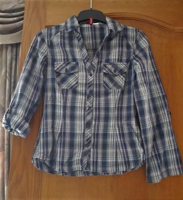 Blouse LM - Divided H&M - blauw ruit - maat 36 - € 2.50 beschikbaar voor biedingen