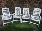 4 stevige verstelbare witte Curver tuinstoelen, Tuin en Terras, Plastic, Gebruikt, Ophalen, Verstelbaar