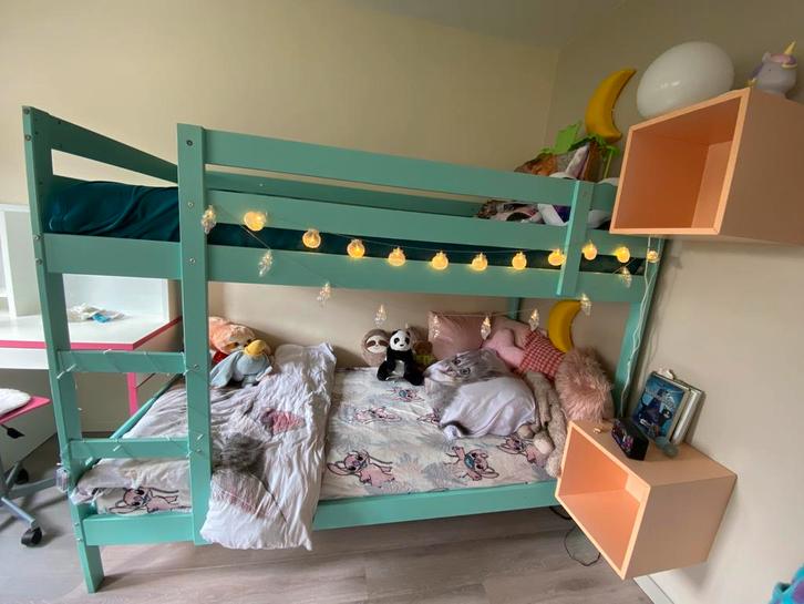 Prachtig appelblauwzeegroen stapelbed Ikea, Kinderen en Baby's, Kinderkamer | Stapelbedden en Hoogslapers, Gebruikt, Stapelbed