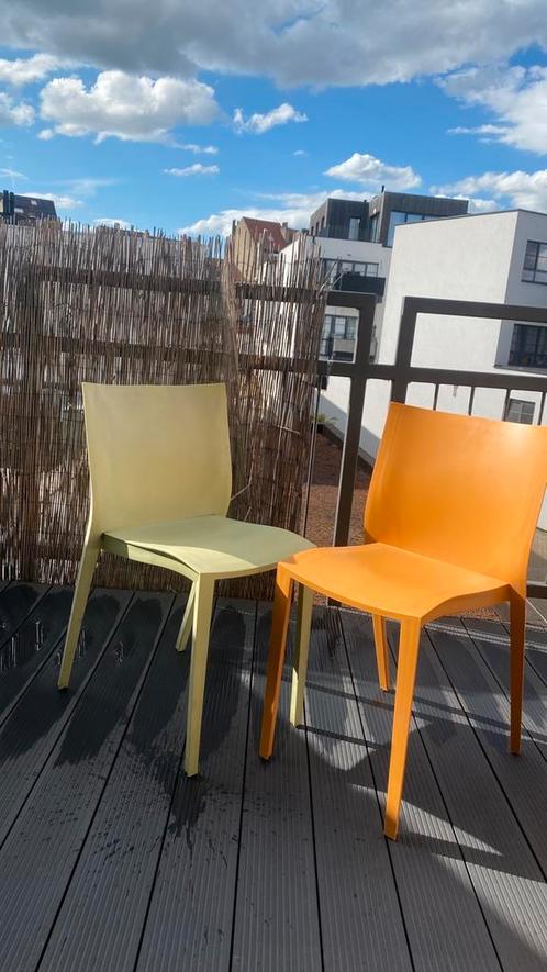 Lot de chaises 4 oranges et 4 vertes plastiques, jardin, Tuin en Terras, Tuinmeubel-accessoires, Gebruikt, Ophalen