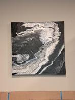Abstract modern acryl canvas - 50*50cm - zwart/wit, Enlèvement ou Envoi