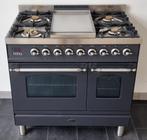 ️️☘️️Luxe Fornuis Boretti 90 cm antraciet rvs Frytop 2 ovens, 60 cm of meer, 5 kookzones of meer, Vrijstaand, 90 tot 95 cm