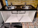 wasbak2x inox wasbak in marmer blad, Ophalen, Gebruikt