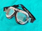 Aviator „repro” motorbril uit de jaren 40 en 50 zwart en chr, Motoren, Ophalen of Verzenden, Tweedehands, Overige typen