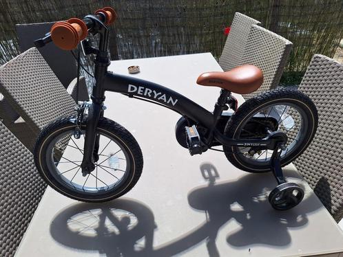 Deryan Luxe Kinderfiets 14 inch - 3 in 1 - loopfiets - Zwart, Fietsen en Brommers, Fietsen | Jongens, Zo goed als nieuw, 14 inch of minder