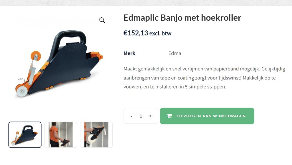 Edmaplic Banjo met hoekroller, mud tape banjo, Ophalen, Zo goed als nieuw