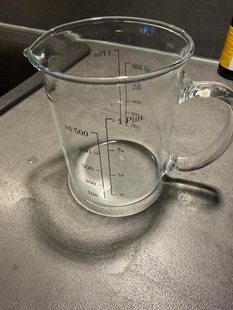 Glazen maatbeker, Ophalen, Zo goed als nieuw