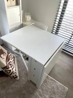 uitklapbare witte tafel met lades, Huis en Inrichting, Ophalen, 100 tot 150 cm, 150 tot 200 cm, Rechthoekig