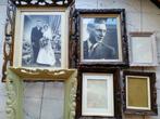 Lot van 6 houten, vintage fotokaders met glas, Ophalen