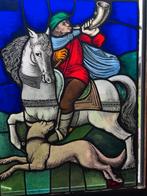 antieke glas in loodraam, Ophalen