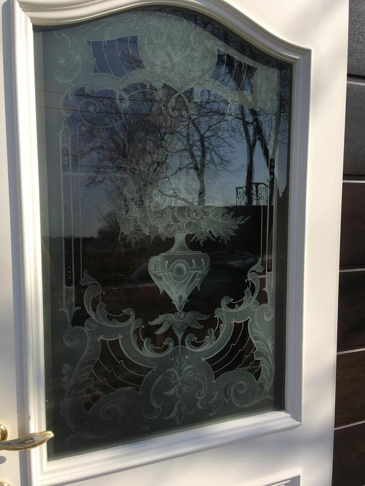 binnendeuren met antiek art deco geëtst glas, Doe-het-zelf en Bouw, Deuren en Vliegenramen, Gebruikt, Ophalen