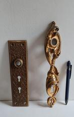 2 oude 'Salvaged' deurplaten koper, Doe-het-zelf en Bouw, Gebruikt, Ophalen of Verzenden, Klink of Kruk