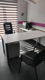 Bureau blanc avec retour, pieds métalliques +chaise+caisson, Maison & Meubles, Bureaux, Enlèvement, Bureau