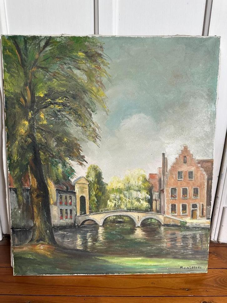 schilderij - olie op doek - Brugge - M Van Loocke, Antiek en Kunst, Kunst | Schilderijen | Klassiek, Ophalen
