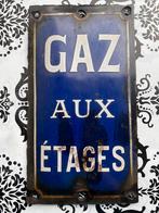 Gaz aux étages, plaque émaillée, 25x14cm, Antiquités & Art, Enlèvement ou Envoi