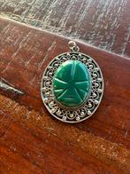 Vintage Zilver 925 hanger met groen steen, Ophalen of Verzenden, Gebruikt, Groen, Zilver