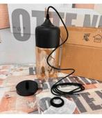 Hanglamp E27 Zwart AMBER geel Hang-lamp Glas 30CM lang Nieuw, Ophalen of Verzenden, Nieuw