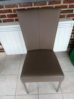 4 lederen eetkamerstoelen, kleur taupe., Enlèvement, Comme neuf, Cuir
