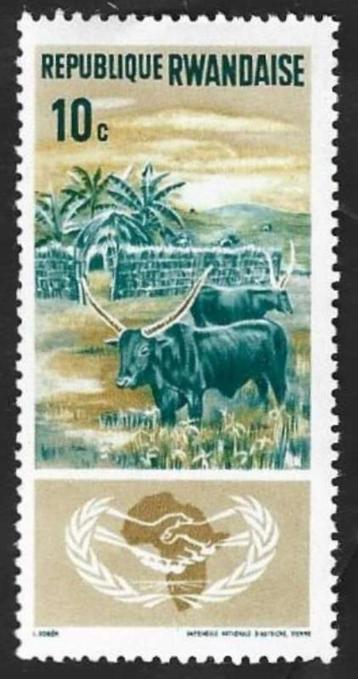  1Zegel Rwanda 1965 Jaar v/d internationale samenwerking beschikbaar voor biedingen