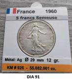 FRANCE  5 FRANCS SEMEUSE ARGENT  ANNEE 1960   envoi gratuit, Timbres & Monnaies, Monnaies | Europe | Monnaies non-euro, Envoi