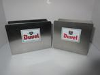 Duvel Moortgat 2 verschillende metalen biervilthouders, Verzamelen, Biermerken, Ophalen of Verzenden, Gebruikt, Reclamebord, Plaat of Schild