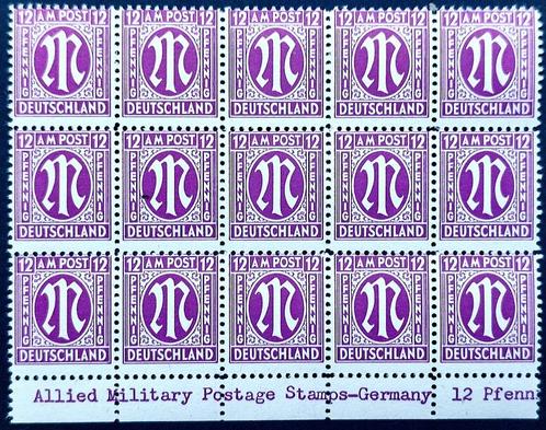 Blokje 15X Geallieerde bezetting Bi Zone 1945, Timbres & Monnaies, Timbres | Europe | Allemagne, Non oblitéré, Autres périodes