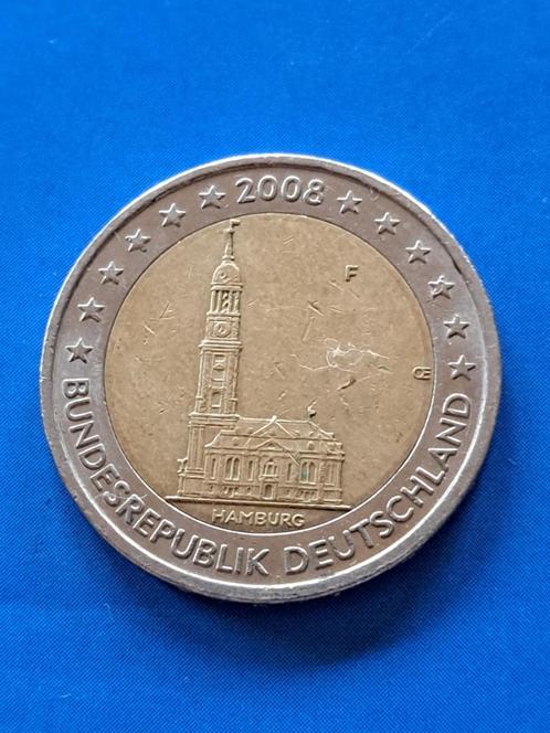 2008 F Duitsland 2 euro Hamburg Stuttgart, Postzegels en Munten, Munten | Europa | Euromunten, Losse munt, 2 euro, Duitsland, Verzenden