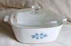 Pyrex-Ancienne Cocotte-Pyroflam-vierkante schaal met glazen, Ophalen of Verzenden, Glas