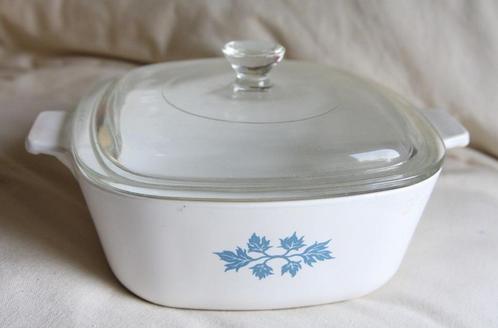 Pyrex-Ancienne Cocotte-Pyroflam-vierkante schaal met glazen, Huis en Inrichting, Keuken | Servies, Glas, Ophalen of Verzenden