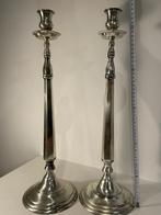 Paire de bougeoirs chandeliers métal argentés decoration, Argent, Enlèvement ou Envoi