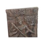 Plaque Asiatique Ancienne en Bois avec Scène Divine - Soclée, Antiquités & Art, Enlèvement ou Envoi