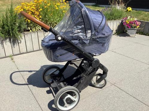Koets, merk Mutsy, marineblauw, Kinderen en Baby's, Kinderwagens en Combinaties, Gebruikt, Combiwagen, Mutsy, Met reiswieg, Verstelbare duwstang